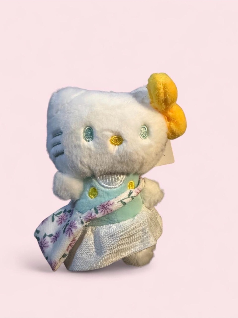 Hello Kitty Plush Doll with Yellow Bow - Soft White & Mint Outfit
